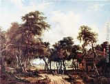 Meindert Hobbema Landscape with Woods and Cottage painting